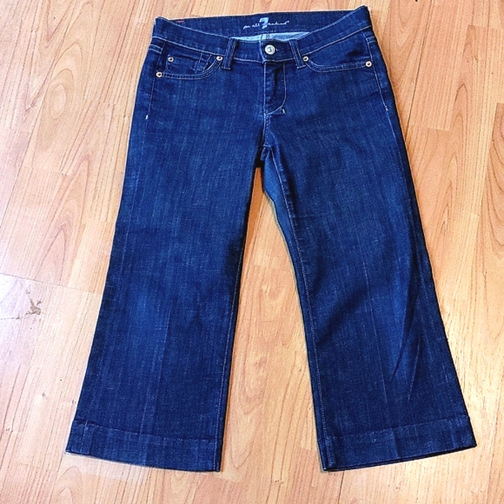 Cropped 7 Seven For All Man Kind Jeans Capri Wide Leg Denim